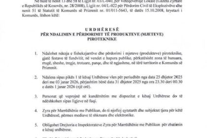 Vatromet se zaustavlja tokom prošlogodišnjih stranaka u Prizrenu, gradonačelnik Prizrena Šaćir Totaj izdao je nalog…