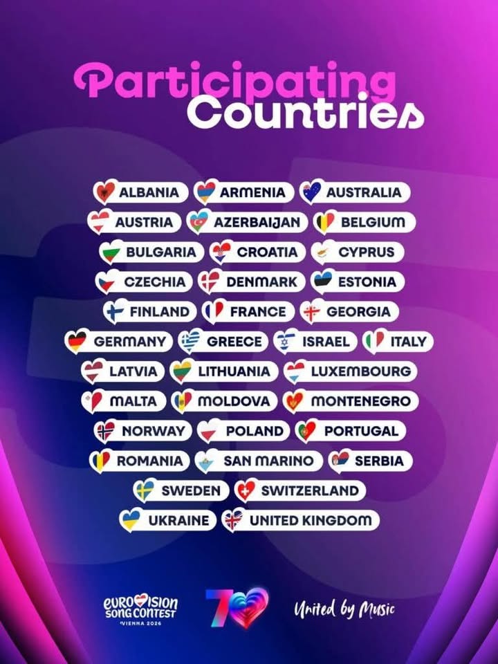 Evrovizija 2026: Na takmičenju ove godine učestvuje 35 zemalja, zvanično je potvrđena prva Albanija na listi…