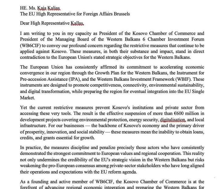 EU poziva EU da ukine restriktivne mere i utr put razvoju, g. predsedavajući ekonomske ode Kosova, g.