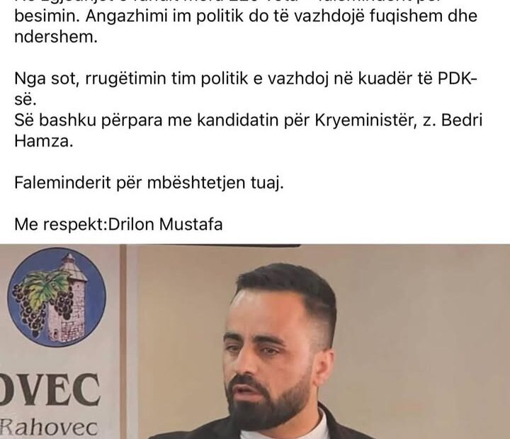 Iznenadno: Bivši poslanik AAK-a prelazi u bivšeg sastavljača PDK i kandidata za skupštinu na nedavnim izborima od strane…