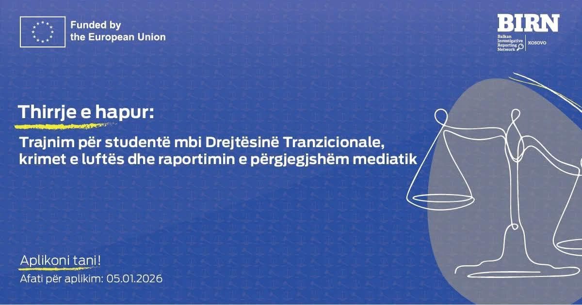 Otvoren poziv za studente: Trening o prelaznoj pravdi, ratnim zločinima i medijskom izveštavanju je otvoren…
