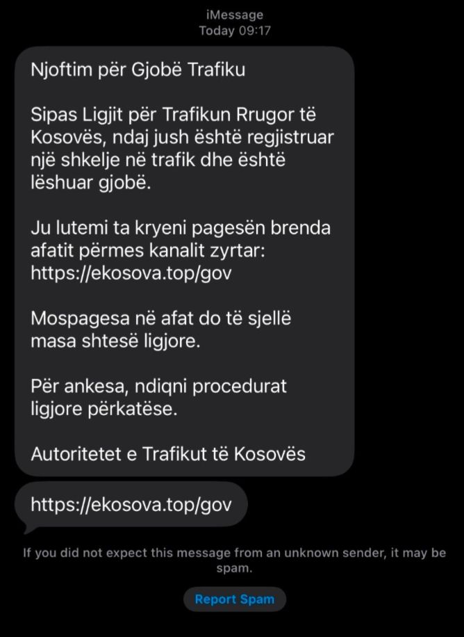 Kosovska policija upozorava na lažne SMS zbog kazni u saobraćaju Kosovska policija prijavila je građane…