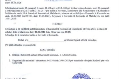 Izvanredni saziv Skupštine grada Mališeva 20. januara, druga vanredna skupština Sabora…