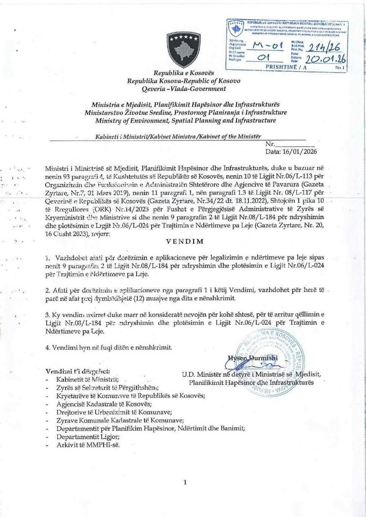 Traje 12 meseci da se ozakoni gradnja bez dozvole Ministarstva životne sredine, planiranja svemira i Infre…