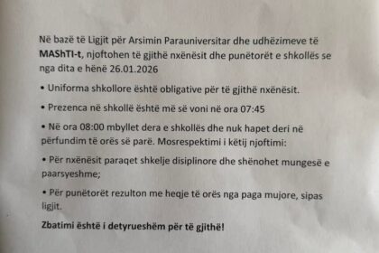 U Belobradu, Sezai Surroi najavljuje disciplinske mere za studente i osoblje iz srednje škole niških škola…
