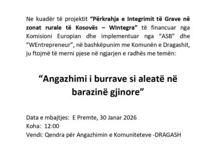 Rasprava o ulozi muškaraca kao saveznika u ravnopravnosti polova u Dragašu Pod odugovlačenjem projekta…