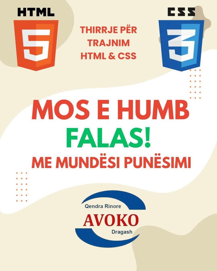 Poziv da prisustvuju besplatnom kursu za HTML & CSS Dobra prilika za mlade i zainteresovane da…