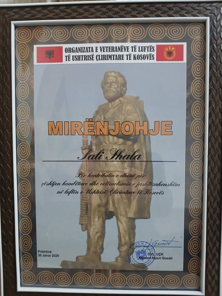 OVL OVL OVL deli zahvalnost za èetiri veterana u Sharr Asocijaciji veterana rata civilne vojske…