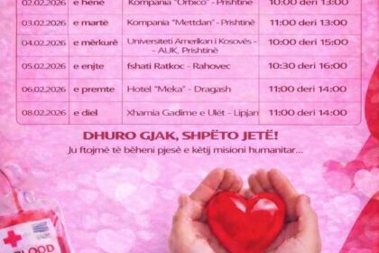 6. februara organizovana je akcija za dobrovoljnu donaciju krvi u Dragaš Nacionalnom centru Kosova za transfuziju…
