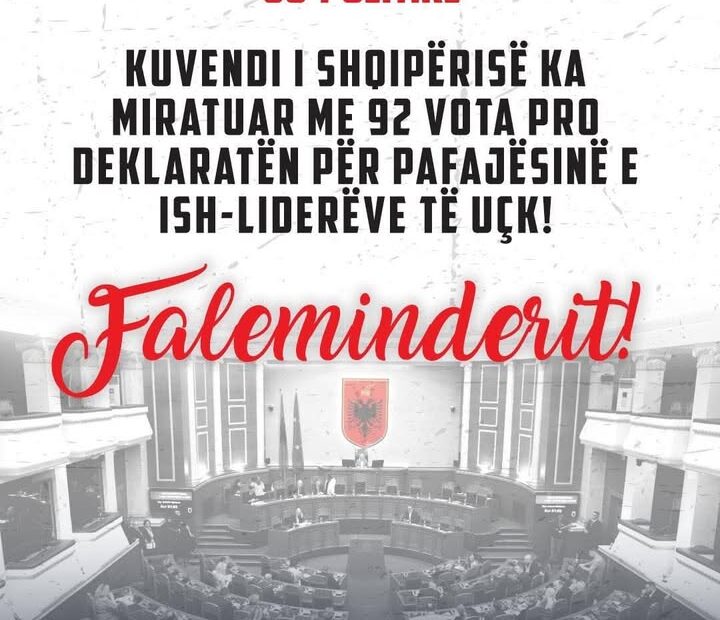 Skupština Albanije odobrila je deklaraciju nevinosti bivšeg parlamenta OVK Iders Albanije odobrila je 9…