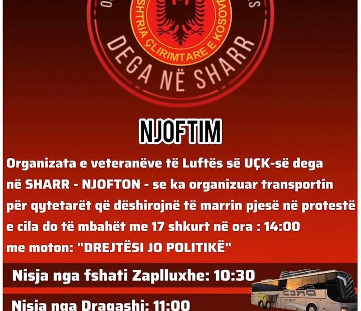 Protest sa motom Pravda, a ne politika 17. februara u Prištini Dragaš .C. Organizacija ratnih veterana…