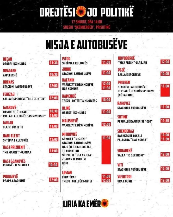 Raspored lansiranja autobusa se izdaje za martovsku Pravdu, a ne politiku 17. februara, Organizacija slobode ima ime…