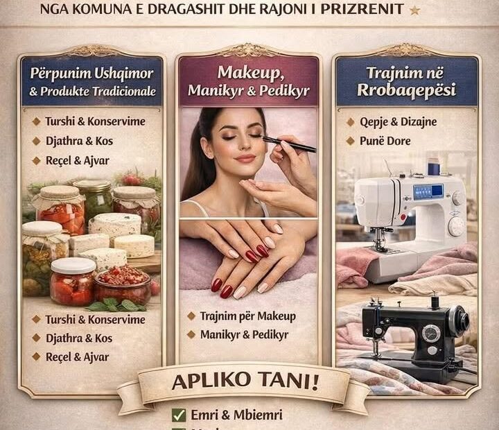 NVO AVOCO najavljuje pozive na profesionalnu obuku za žene i devojke u Dragašu i prizrenskoj nevladinoj organizaciji AVOCO region ima …