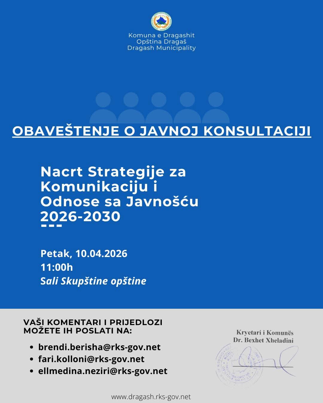 Opština Dragaš otvorila javnu raspravu o Strategiji komunikacije 2026–2030