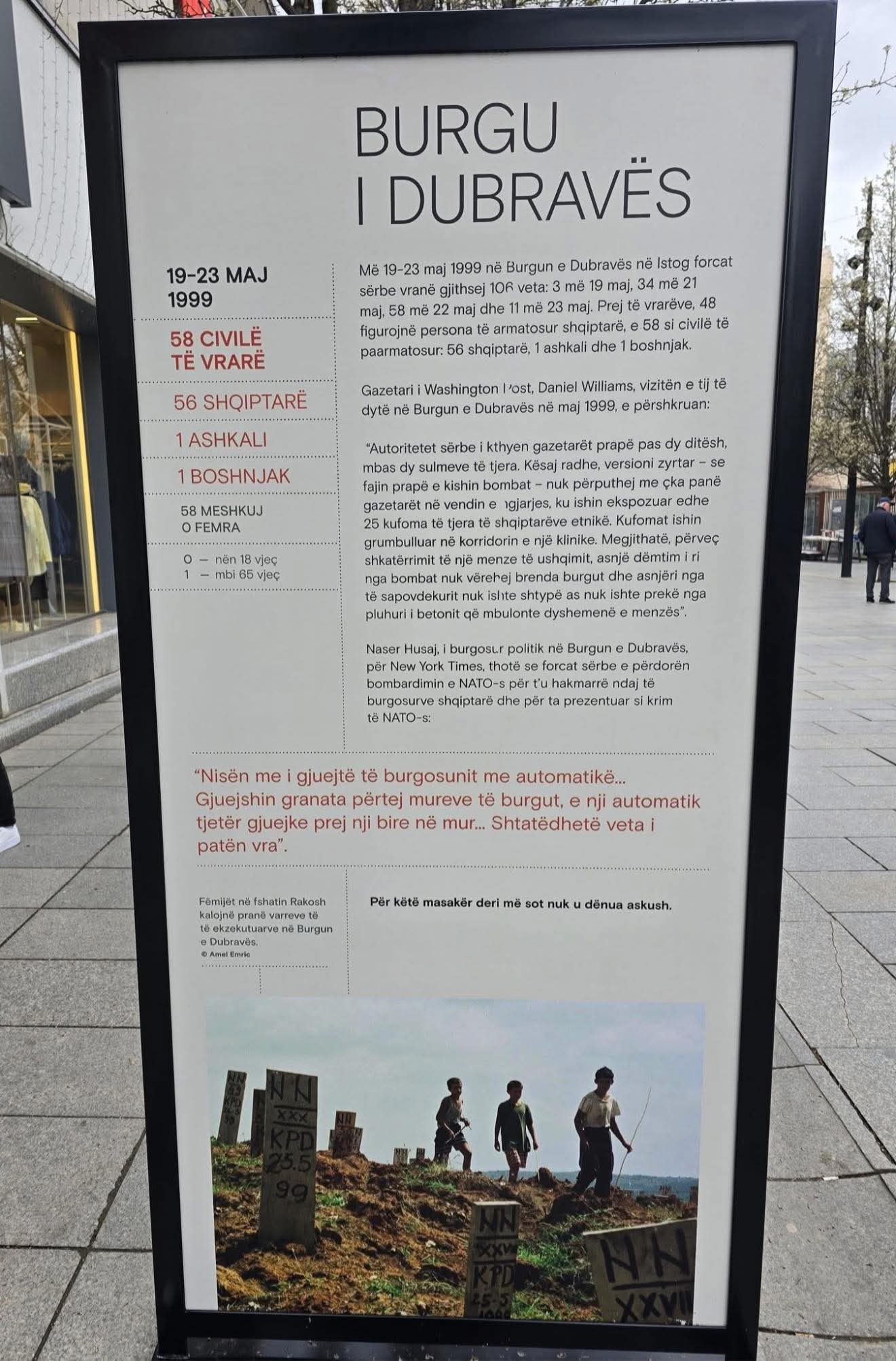 Prishtina ndalon ekspozitën mbi Masakrën e Dubravës